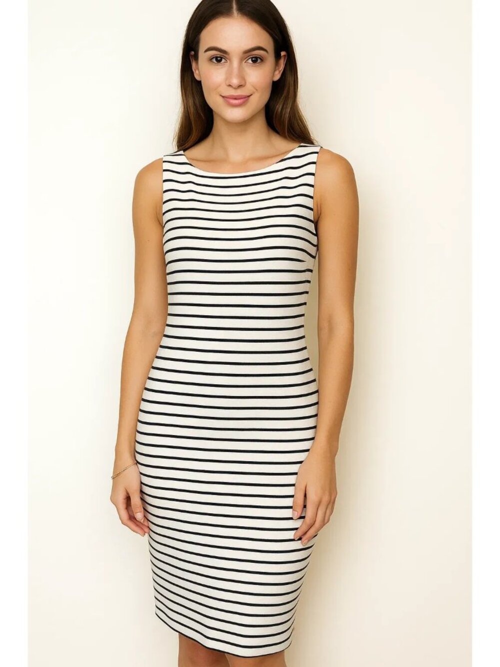The Limited Black & White Striped Knit Dress Medium Sleeveless Vintage Y2K Style